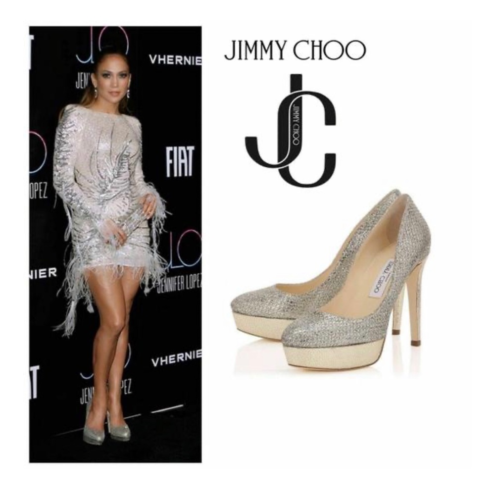 Jimmy Choo Gold Metallic Alex Cosmic Glitter Pumps